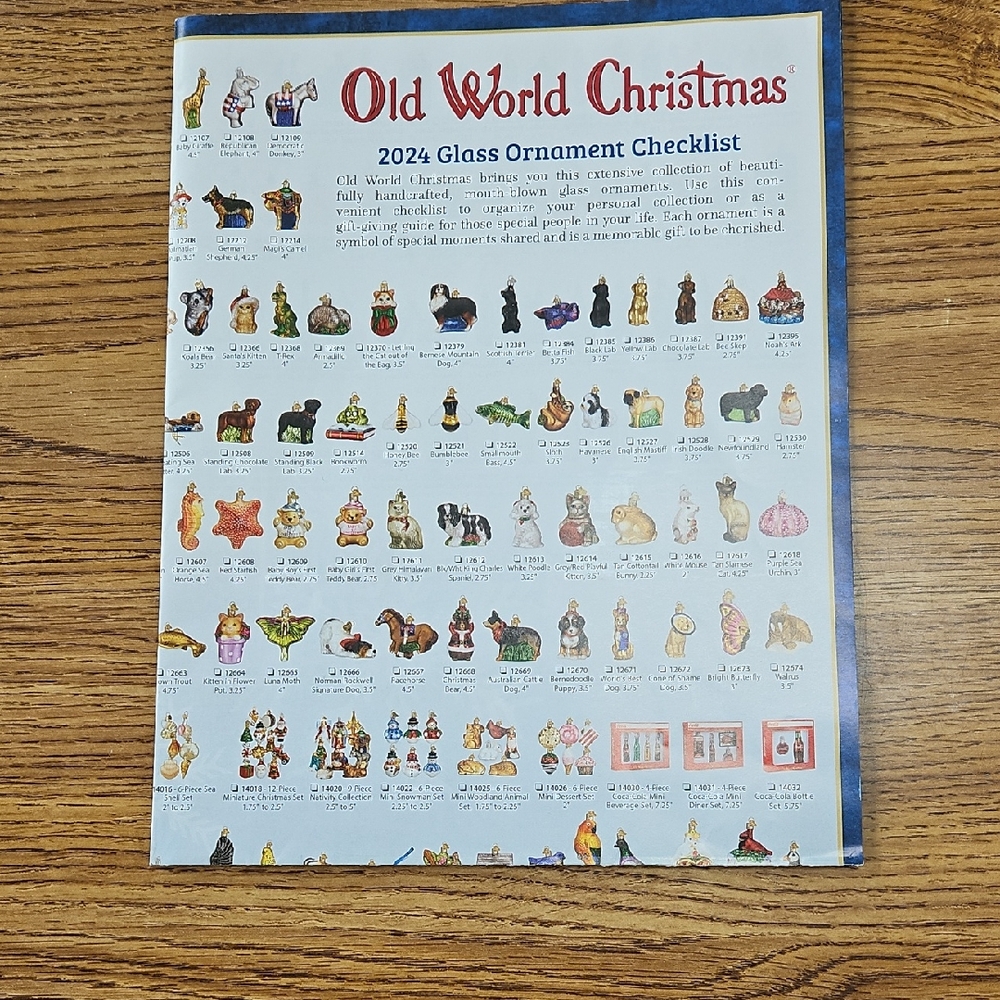 Old World Christmas 2024 Glass Ornament Checklist